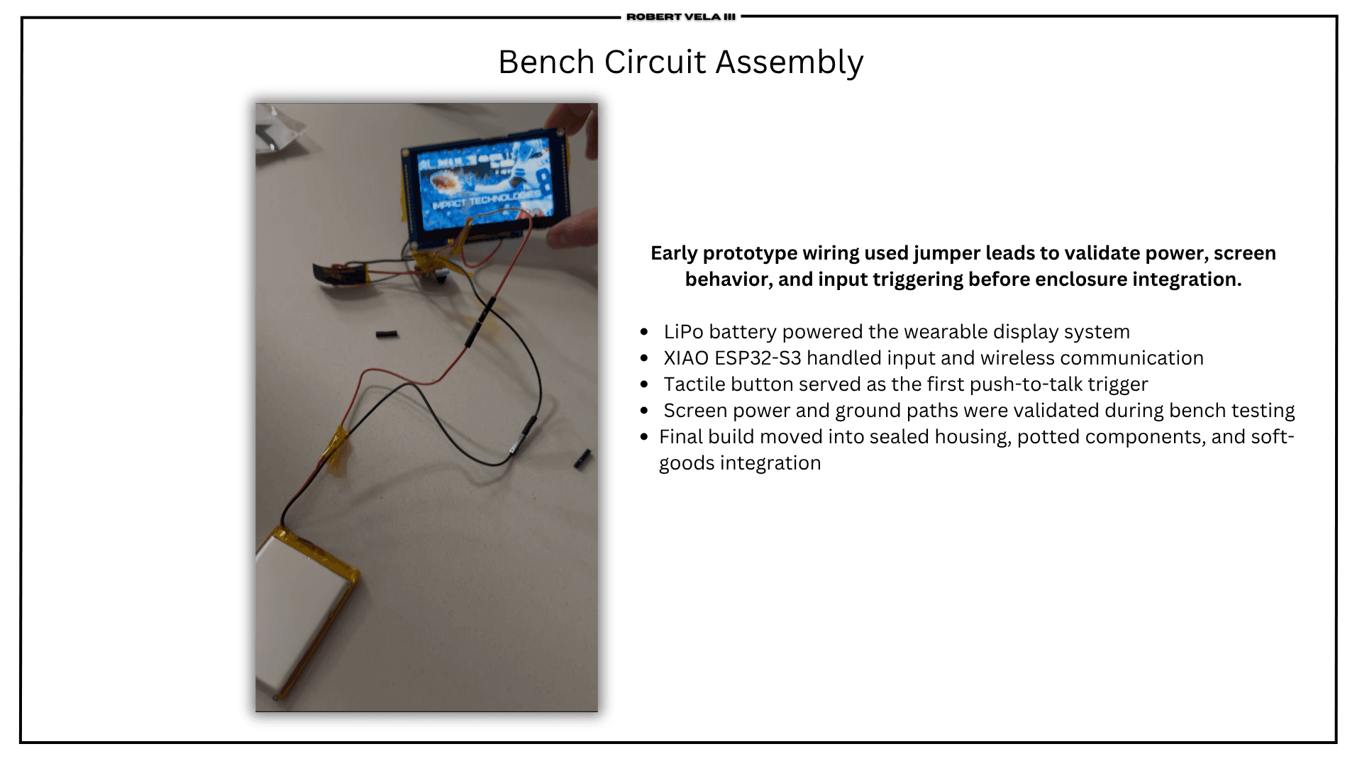 Bench circuit validation using jumper leads and regulated DC power supply